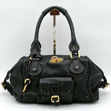 Borsa a mano Chloe Paddington nera lucchetto oro hardware tote bag 303D 22