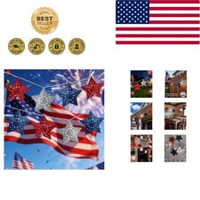 4th of July Decorations Red White and Blue Star String Lights 9.5Ft 10 LED St...