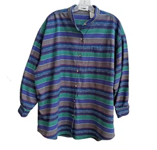 80s Gitano Womens Shirt Button Up Striped Woven Fabric SW Style size 24W