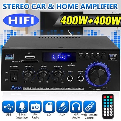 800 W 2-KANAL Bluetooth5.0 Stereo Verstärker Amp HIFI Tuner Audio USB SD FM Auto