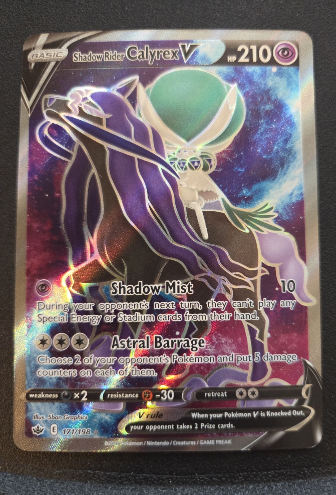 Pokémon Shadow Rider Calyrex V Chilling Reign Ultra Rare Full Art 171/198 210 H…
