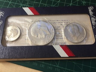 1776 1976 STATI UNITI BICENTENARIO 40% ARGENTO. 1 Set 3 monete GR 41 84