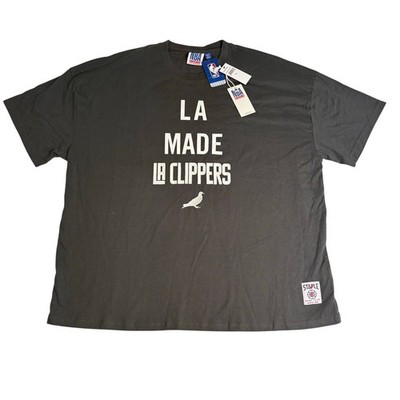 NWT Staple x NBA LA Clippers T Shirt Mens 3XL Charcoal Gray Pigeon Embroidered