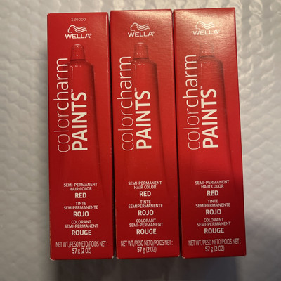 Lot of 3 Wella  Color Charm Paints Tube Red  2 oz Semi Permanent Hair color