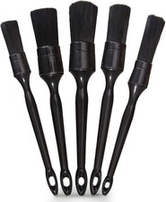 Detailing Brush Set, 5 Pack Auto Black Detail Brushes, Comfortable Grip and Scra