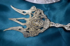 Vintage Silverplate Fish Server & Brass Serving Fork Ornate Unmarked 11.5" 10" — photo 5