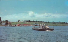 Ironton MI Michigan, Ferry Boat, Old Car, Vintage Postcard