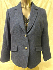 Talbots Aberdeen Women s Blazer Size 14 Blue Wool Blend Lined Button Pockets