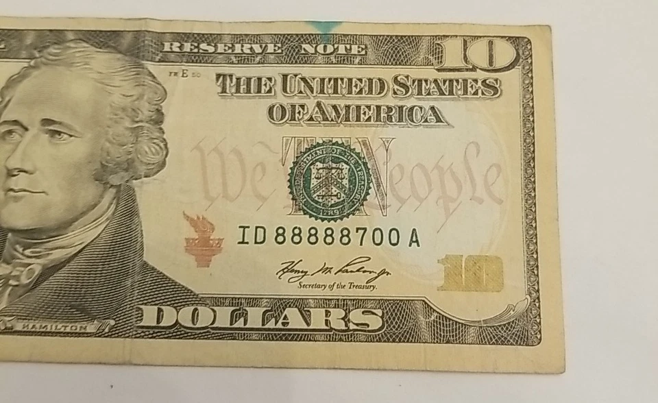 10 Dollar bill Fantasy Serial number ID 88888700 A - Image 2 of 4