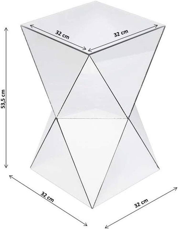 Design Tavolino Luxury Triangle, Argento/ a Specchio, 54X32X32Cm, Forma Geometri - Immagine 3 di 4