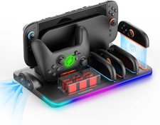 For Nintendo Switch 2 Cooling Charging Dock Station Fan 5 Controller RGB Game