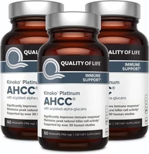 Quality of Life AHCC Kinoko Platinum 750mg – Premium Immune Support – 3 Pack, 