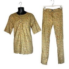 Mustard Green African Print Men Two Piece Set Shirt  Top