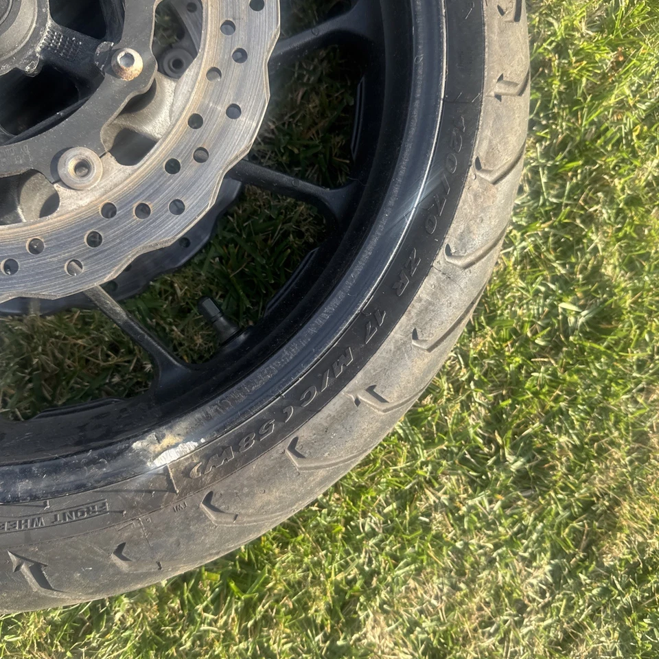 2015 - 2017 YAMAHA FZ07 OEM Black Front Rear Rim Wheel Wheels Rotors Straight - Image 4 of 4