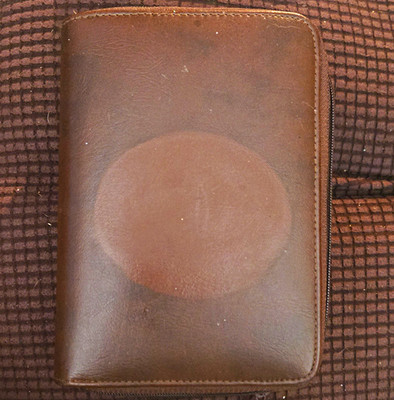 Buxton Brown Leather Zippered Ring Binder Organizer Diary Planner w/ Tabs