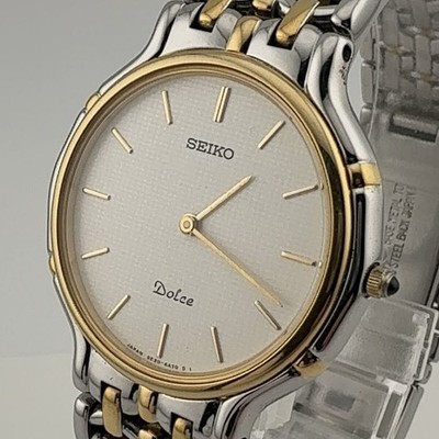 [A3Y] Seiko Dolce 5E30-6A00 Quartz Thin Gold Case Dress Men's Watch [106]