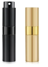 2Pcs 8ml Cologne Travel Bottle, Perfume Atomizer, Refillable black and Gold...