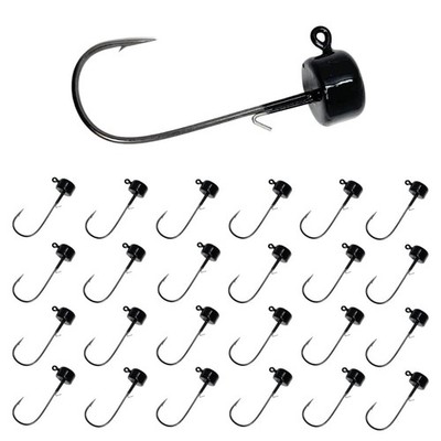 Mushroom Jig Head 1/16oz 25 Pack Black Fishing Lures for Bass, Crappie, Panfish