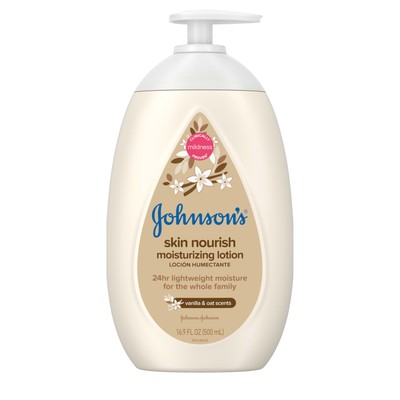 Johnson's Skin Nourish Moisturizing Baby Lotion Vanilla Oat 16.9 Fl Oz