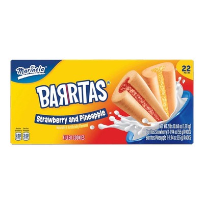 Marinela Barritas Strawberry and Pineapple Filled Cookies, 1.87 Ounce (22 Count)