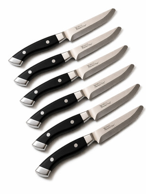 Walco 670527 10 1/4'' Boston Chop Knife w/ Black Plastic Delrin Handle 6 Knives