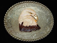 OF05148 NOS 1970s  AMERICAN BALD EAGLE  BRASSTONE RAINTREE BELT BUCKLE