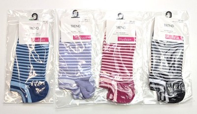 NEU - 4 Paar Hudson Damen Trend Sneaker Socken Gr. 39-42 - 4 verschiedene Farben