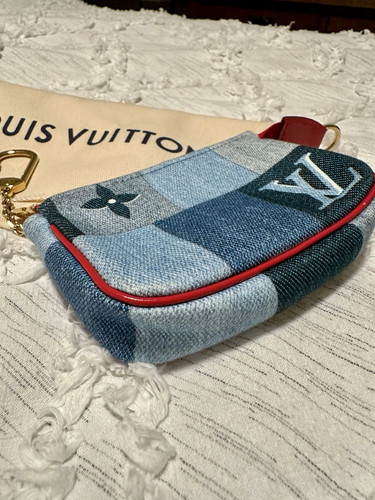 Louis Vuitton Patchwork Denim Micro Pochette Accessories Excellent/ W Dustbag - Picture 1 of 11