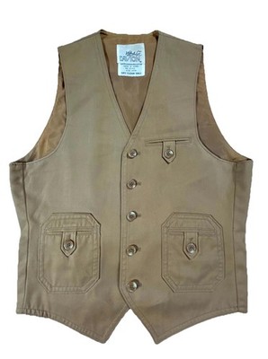 Vintage L'Avion Western Vest Mens 36 XS Tan Lined Cotton Retro Work Button Front
