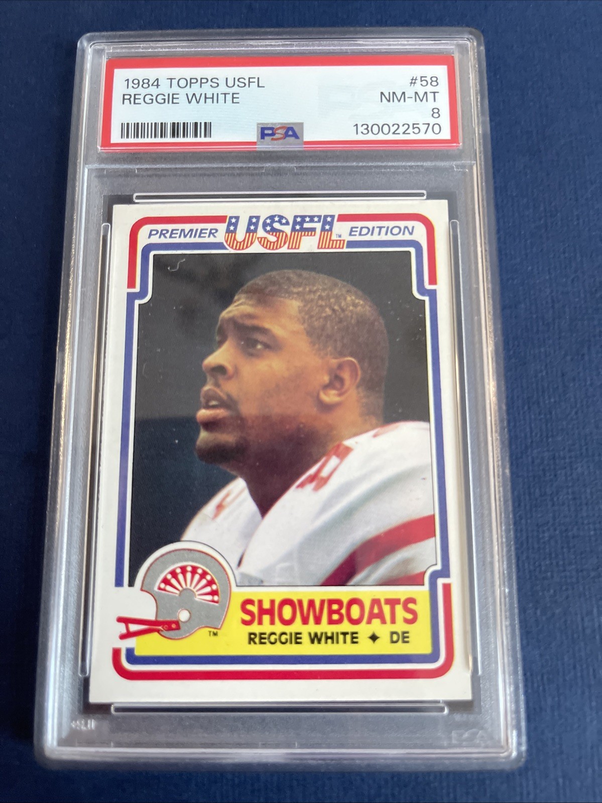 1984 REGGIE WHITE Topps USFL Rookie Rc #58 PSA 8 SHARP