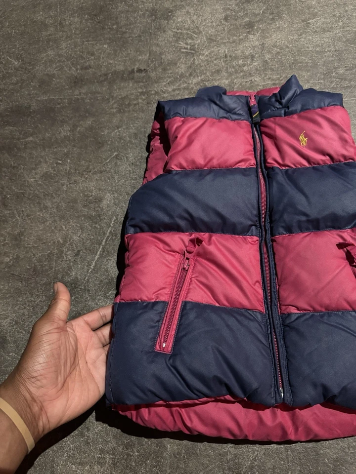 Chaleco acolchado vintage Ralph Lauren niños niñas jóvenes talla 6x escudo reversible Foto 2 de 4