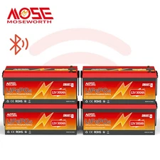 12V 300Ah Bluetooth LiFePO4 Lithium Battery 200A BMS Deep Cycle RV Marine Solar