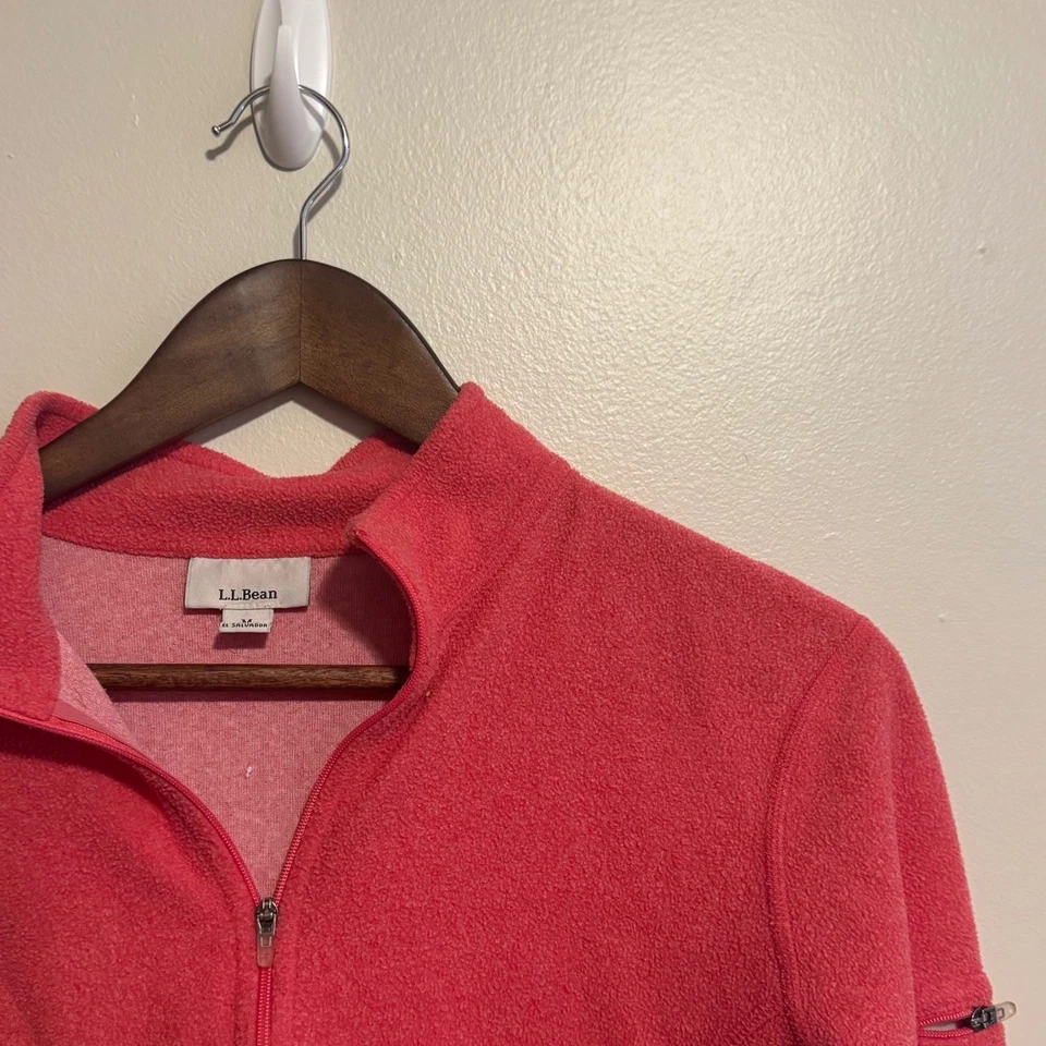 Chaqueta polar para mujer LL Bean cremallera completa rosa coral talla mediana Foto 2 de 3