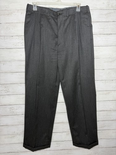 Gianfranco Ferré, Vintage Gianfranco Ferre Wool Pleated Trousers Mens 56 Italy Gray Cuffed Pants