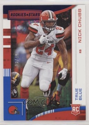 2018 Panini Rookies & Stars Rookies True Blue 28/49 Nick Chubb #113 RC 4l3