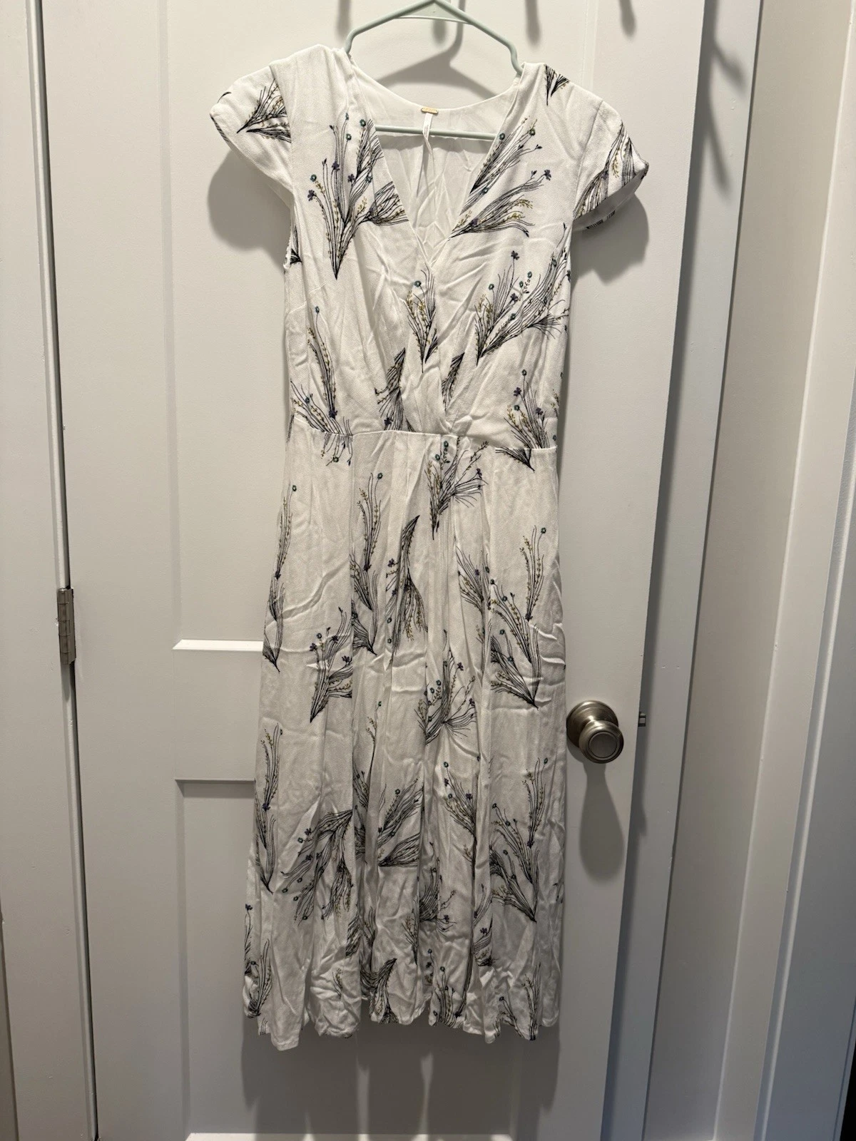 OFF WHITE Free People Abito Midi Donna Stampato Retrò Finto Avvolgente Bianco Off 4
