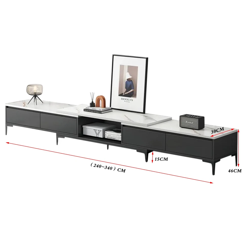 Foret Expandable TV Stand Entertainment Unit Marble Pattern Cabinet Drawer Shelf - image 4 of 4