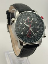 Rotary GS03641/04 Men’s Chronograph Date Black Dial Leather Strap Watch