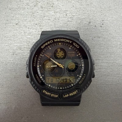 Casio Speed Memory AW-20 Watch Men 41mm Analog Digital Black Tone