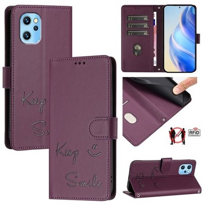 For Umidigi Power 7 Max Smile Embossing RFID Leather Phone Case cover shell