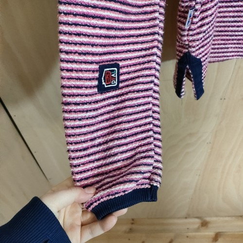 Vintage Deal Makkaroni Strick Cardigan Jacke Größe Large Rosa & Marine Reißverschluss - Bild 15 von 21
