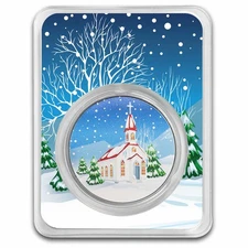 1 oz Silver Colorized Round - "Christmas Begins with Christ"