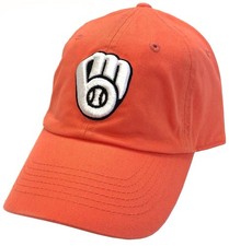 Milwaukee Brewers Orange White Throwback Relaxed Slouch Hat Cap Adult Adjustable