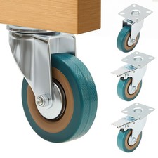 75mm 4 X Heavy Duty Rubber Swivel Castor Wheels Trolley Caster Brake 360KG UK