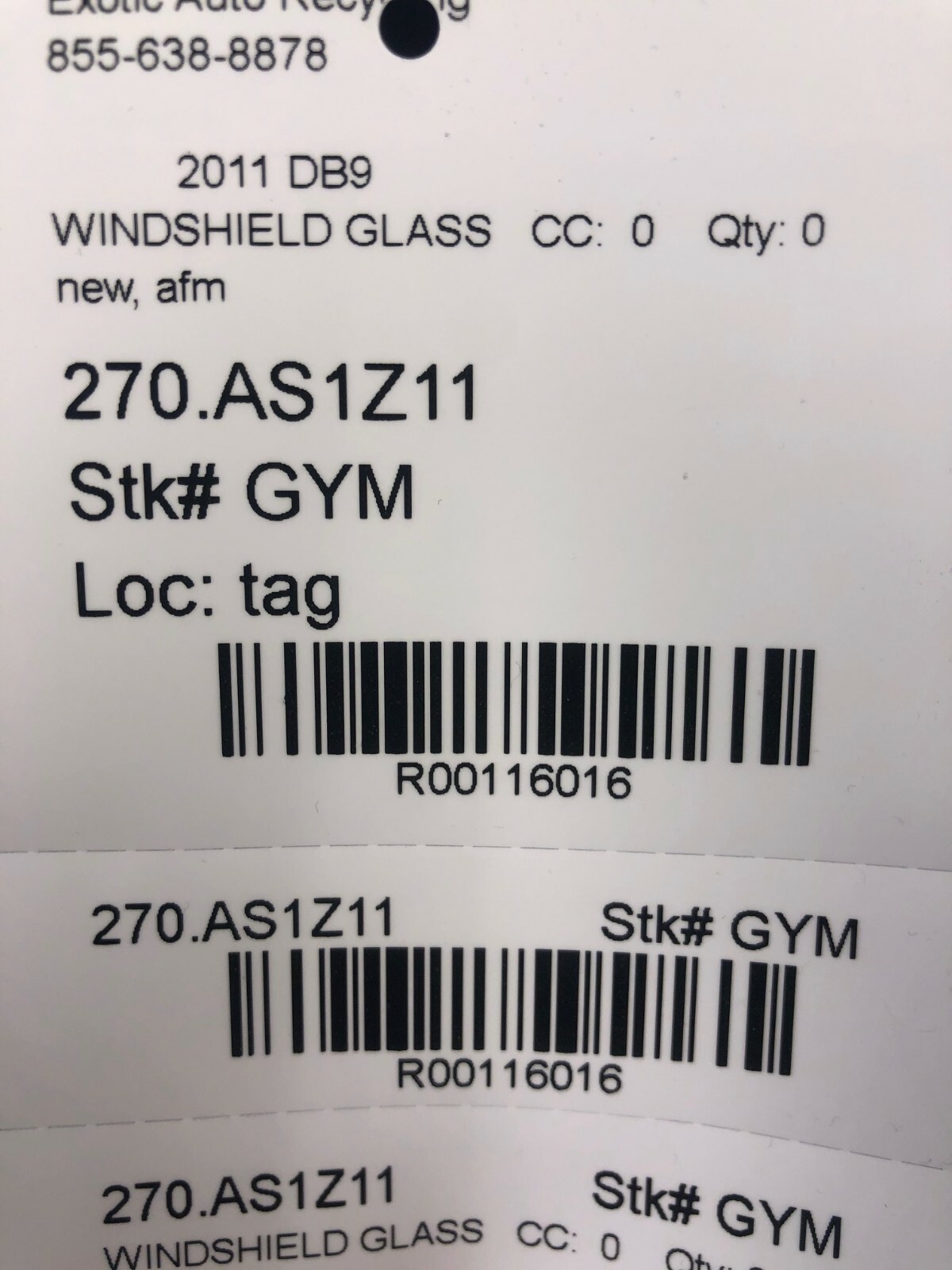 Aston Martin DB9 Coupe, Windshield Glass New Aftermarket
