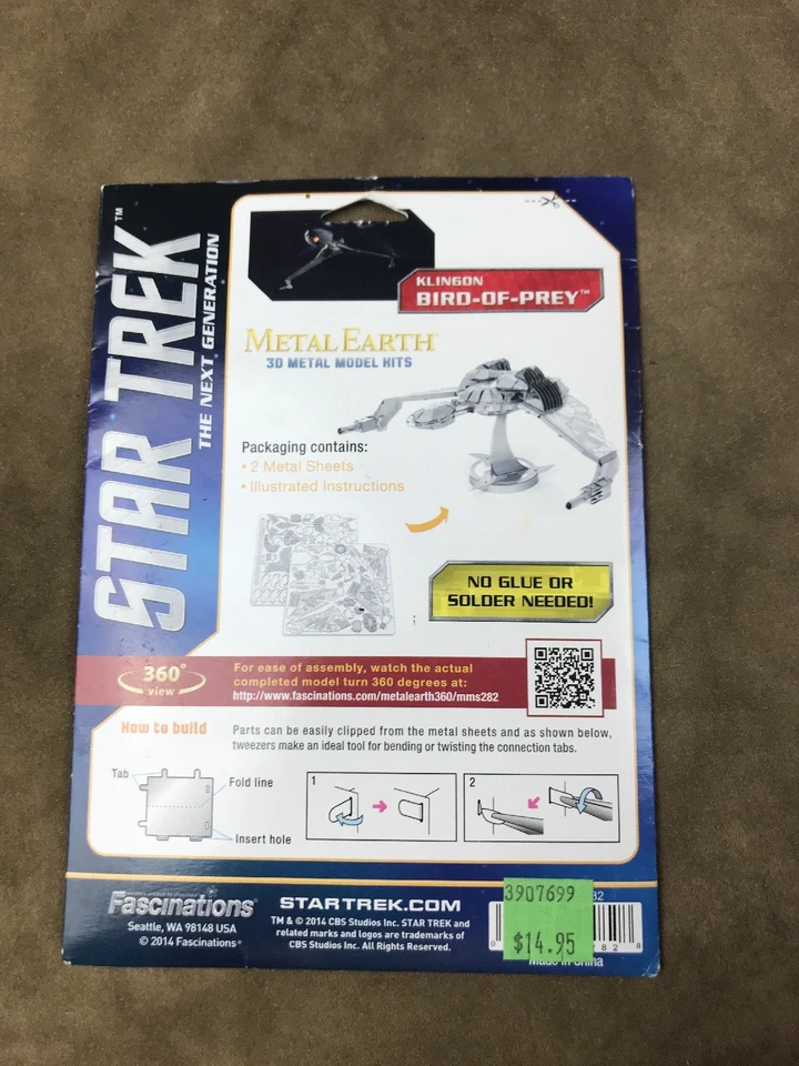 METAL EARTH STAR TREK NEXT GEN KLINGON BIRD IF PREY ROMPECABEZAS 3D MICRO MODELO Foto 3 de 3