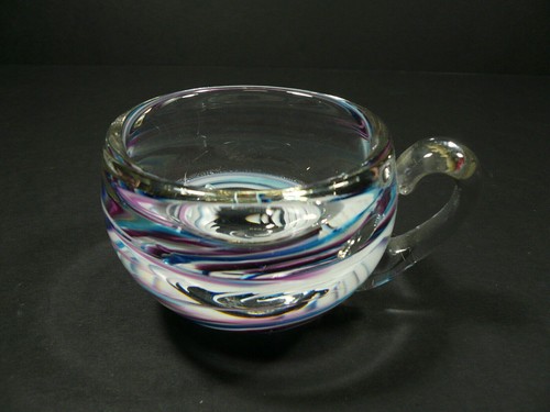 Tazza in vetro Studio Art fatta a mano modello vortice firmata L&L Chip James - Foto 2 di 6