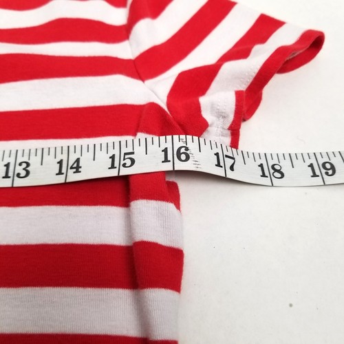 Merona Ultimate V-Neck Striped Tee Size M Red White Nautical Breton Preppy Chic - Picture 5 of 6