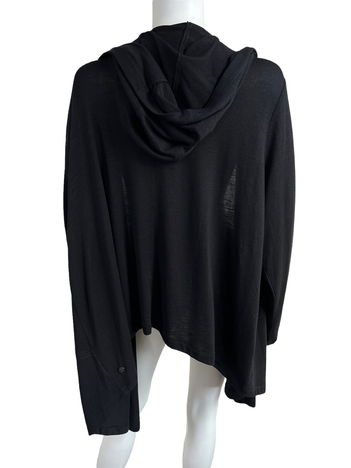 Zella Black Open Front Hooded Asymmetrical Cardigan Top Sweater