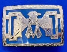 Thunderbird Native American Indian Hand-Crafted Inlay Enamel Belt Buckle
